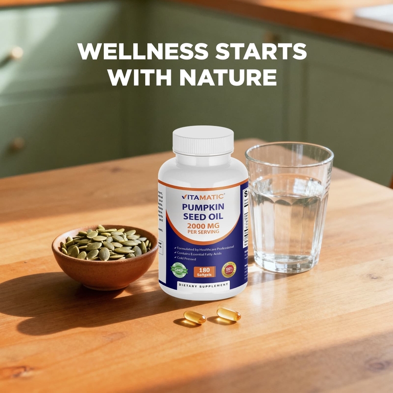 Vitamatic, тыквенное масло, 180 капсул (1000 мг в 1 капсуле)