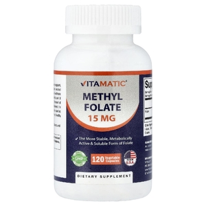 Vitamatic, Метилфолат, 15 мг, 120 растительных капсул