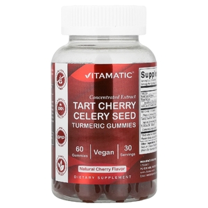 Vitamatic, веганские жевательные таблетки с куркумой и семенами сельдерея, вкус натуральной вишни, 60 жевательных таблеток