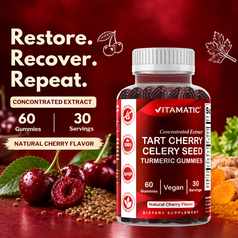 Vitamatic, Жевательные таблетки из семян вишни, семена сельдерея, натуральная вишня, 60 жевательных таблеток