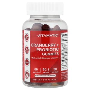 Vitamatic, жевательные таблетки с клюквой и пробиотиком, со вкусом натуральной клюквы, 60 жевательных таблеток