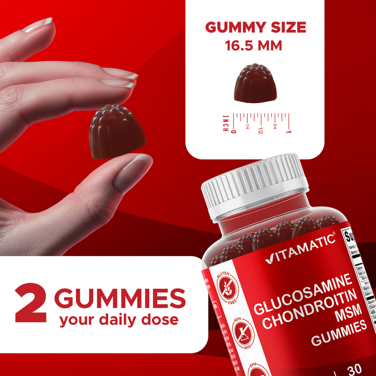 Vitamatic, Глюкозамин, хондроитин и МСМ, жевательные таблетки с натуральной малиной, 60 жевательных таблеток