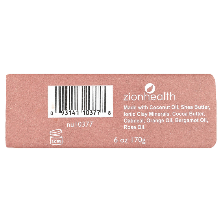Zion Health, Кусковое мыло с бергамотом и розой Ancient Clay, 170 г (6 унций)