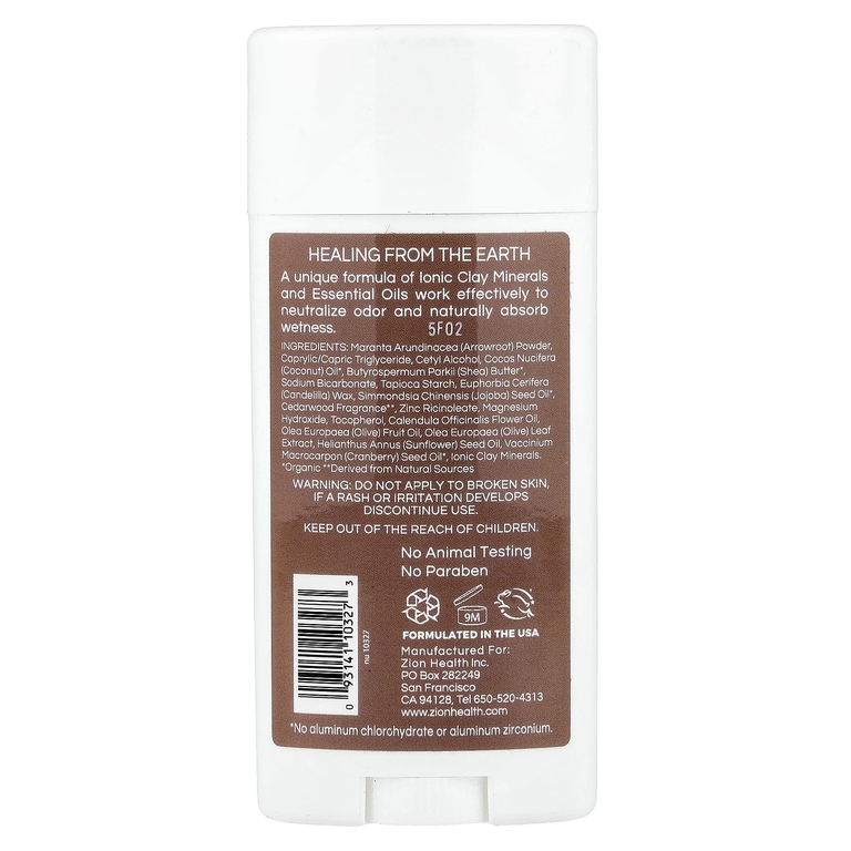 Zion Health, Bold, дезодорант ClayDry, кедр, 80 г (2,8 унции)