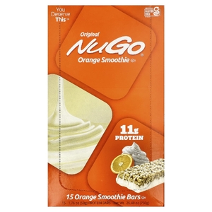 NuGo Nutrition, протеиновые батончики, апельсиновый смузи, 15 батончиков по 50 г (1,76 унции)