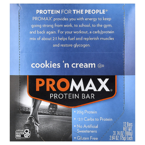 NuGo Nutrition, ProMax® Protein Bar, печенье и сливки, 12 батончиков, 75 г каждый