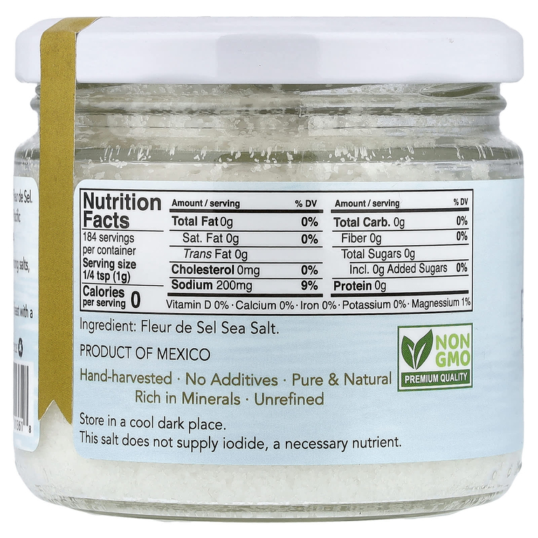 Kevala, Fleur De Sel, морская соль для гурманов, с низким содержанием натрия, 184 г (6,5 унции)