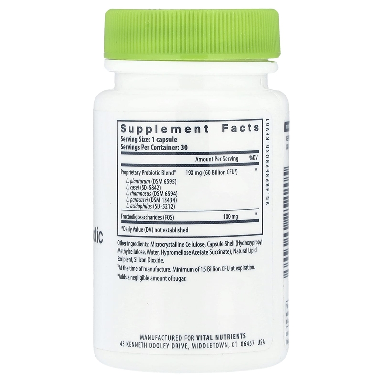 Vital Nutrients, Hyperbiotics®, пребиотики и пробиотики, 30 веганских капсул