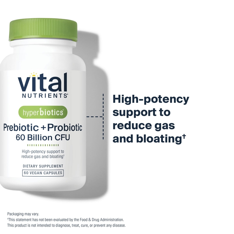 Vital Nutrients, Hyperbiotics®, пребиотики и пробиотики, 60 веганских капсул