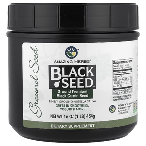 Amazing Herbs, Black Seed™, молотые семена черного тмина премиального качества, 454 г (1 фунт)