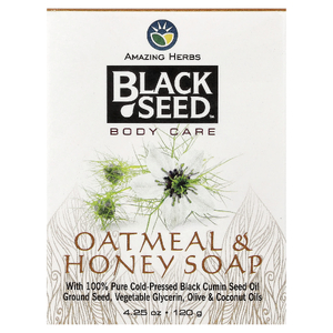 Amazing Herbs, Black Seed™, кусковое мыло с овсянкой и медом, 120 г (4,25 унции)