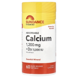 Sundance Vitamins, легкоусвояемый кальций с витамином D3, 60 капсул с быстрым высвобождением