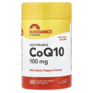 Sundance Vitamins, легкоусвояемый коэнзим Q10 с экстрактом чёрного перца, 60 капсул с быстрым высвобождением