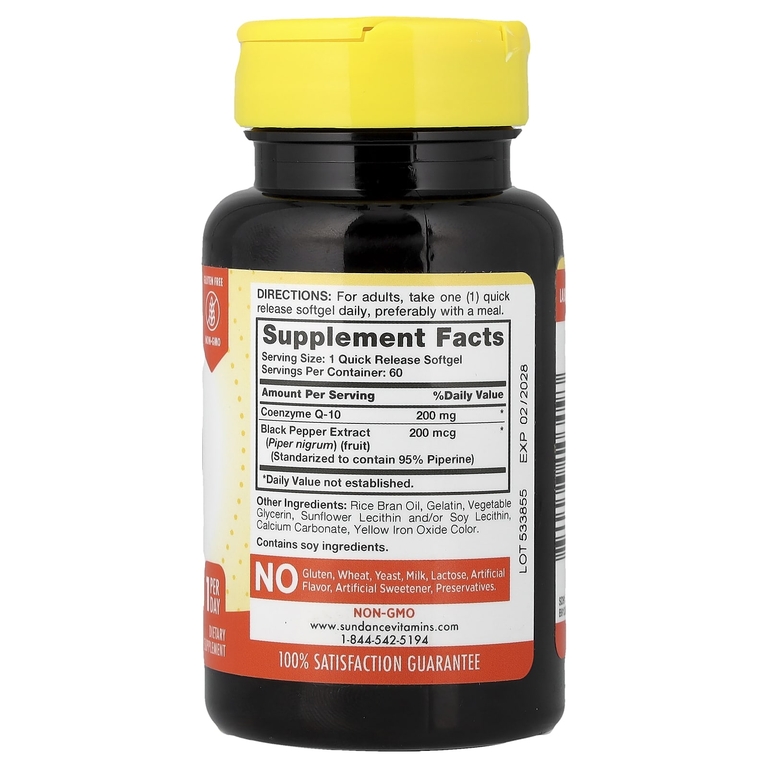 Sundance Vitamins, Коэнзим Q10, абсорбируемый, 200 мг, 60 капсул с быстрым высвобождением