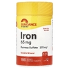 Sundance Vitamins, Железо, 65 мг, 100 веганских таблеток с оболочкой