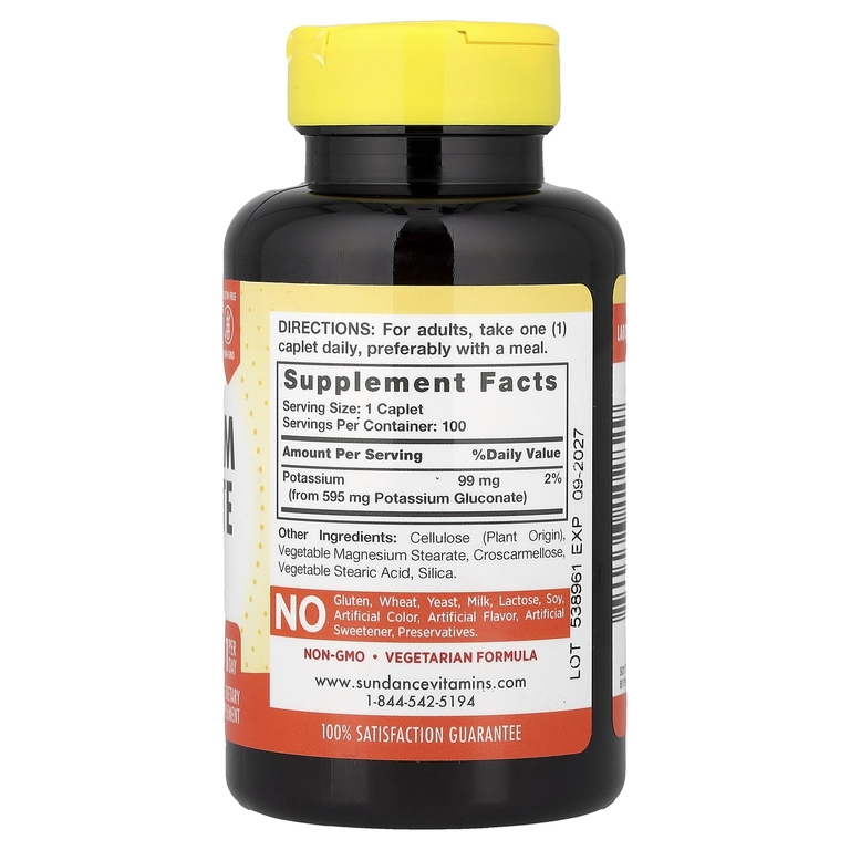 Sundance Vitamins, Глюконат калия, 595 мг, 100 капсул (Товар снят с продажи) 