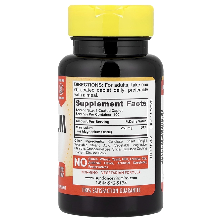 Sundance Vitamins, магний, 250 мг, 100 капсул в оболочке
