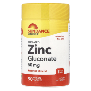 Sundance Vitamins, Глюконат цинка в хелатной форме, 50 мг, 90 веганских таблеток