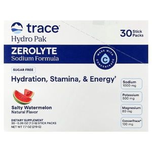 Trace, TM Sport, ZEROLyte, смесь для приготовления электролитического напитка, со вкусом соленого арбуза, 30 пакетиков по 7,3 г (0,27 унции)