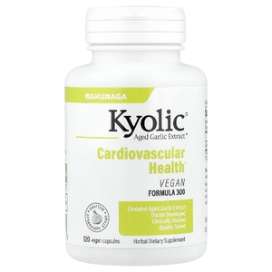Kyolic, Aged Garlic Extract, выдержанный экстракт чеснока, для здоровья сердечно-сосудистой системы, веганская формула 300, 120 веганских капсул (300 мг в 1 капсуле)