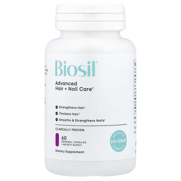 Biosil, улучшенная формула для ухода за волосами и ногтями с биотином, 60 оригинальных капсул