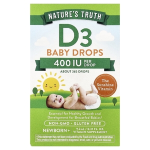 Nature's Truth, витамины, D3, детские капли, для новорожденных, 10 мкг (400 МЕ), 9,2 мл (0,31 жидк. унции)