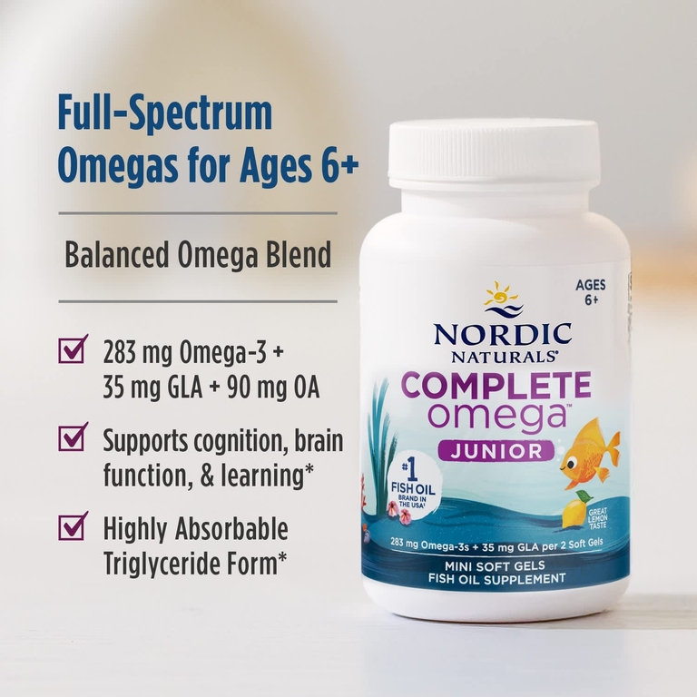 Nordic Naturals, омега-3, для детей от 6 лет, со вкусом лимона, 180 малых желатиновых капсул