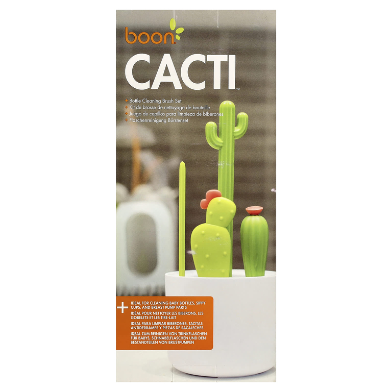 Boon, Cacti, набор щеток для чистки бутылочек, 4 щетки и 1 ваза (Товар снят с продажи) 