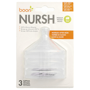 Boon, Nursh®, силиконовая соска, средний, для детей от 3 месяцев, 3 соски