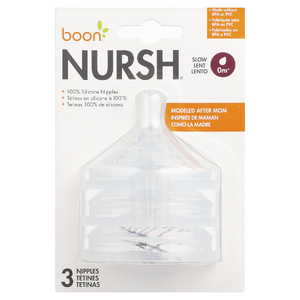 Boon, Nursh®, 100% силиконовая соска, от 0 месяцев, медленный поток, 3 соски