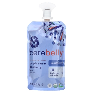 Cerebelly, Органическое детское пюре, смузи, фиолетовая морковь и черника с бананом, 113 г (4 унции) (Товар снят с продажи) 
