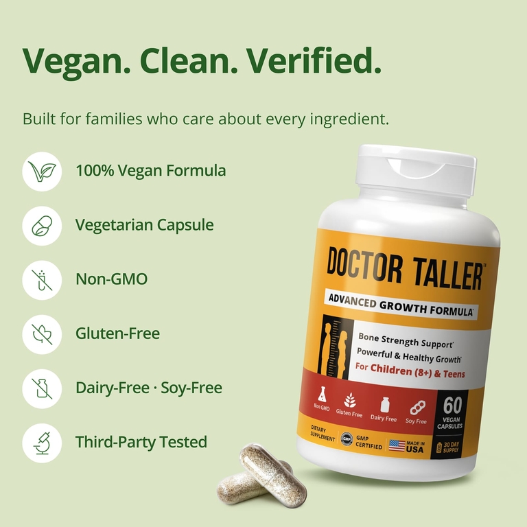 NuBest, Doctor Taller™, улучшенная формула для роста, для детей от 8 лет и подростков, 60 веганских капсул