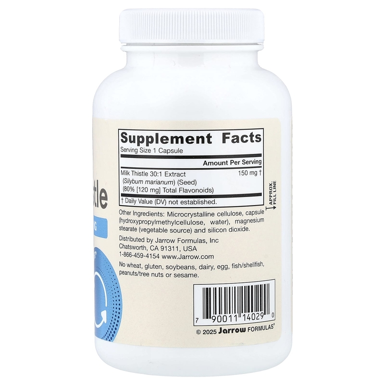 Jarrow Formulas, Стандартизированный расторопша, 150 мг, 200 вегетарианских капсул