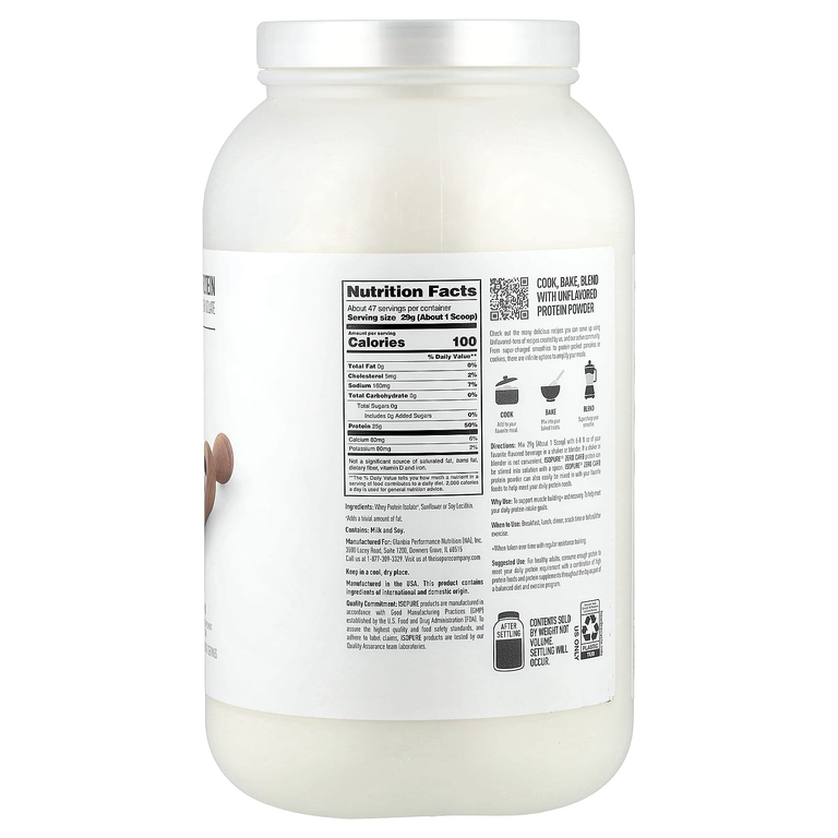  Isopure, протеиновый порошок без углеводов, без добавок, 1,36 кг (3 фунта)