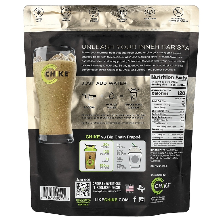 Chike Nutrition, Кофе со льдом с высоким содержанием протеина, ваниль, 413 г (14,6 унции)