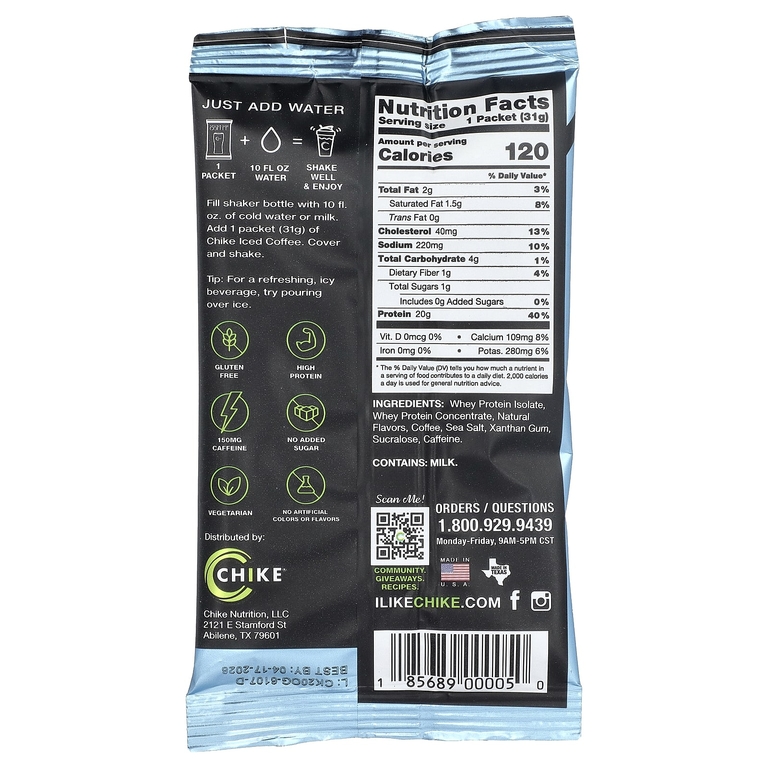 Chike Nutrition, Кофе с белковым льдом, оригинальный, 12 пакетиков, 31 г (1,09 унции)