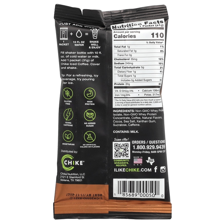Chike Nutrition, Кофе с белковым льдом, мокка, 12 пакетиков, 31 г (1,09 унции) каждый