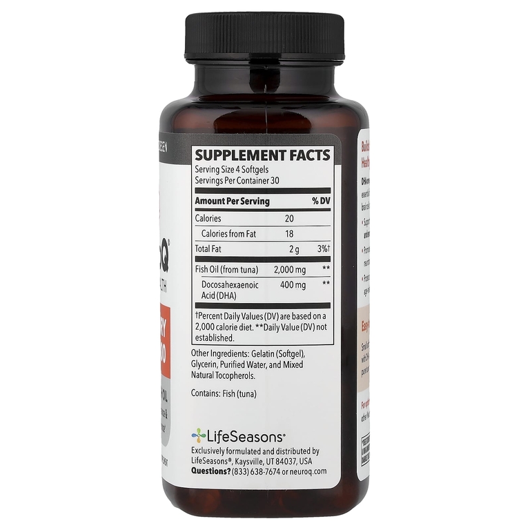 LifeSeasons, NeuroQ® Здоровье мозга, память ДГК-400, 120 мягких капсул