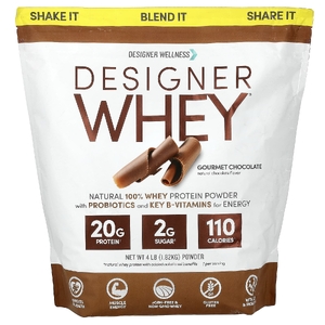 Designer Wellness, Designer Whey, натуральный порошок из 100% сывороточного протеина, изысканный шоколад, 1,82 кг (4 фунта)