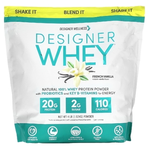 Designer Wellness, Designer Whey, натуральный порошок из 100% сывороточного протеина, французская ваниль, 1,82 кг (4 фунта)