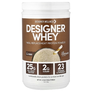 Designer Wellness, Designer Whey, протеиновый порошок для замены приемов пищи, молочный шоколад, 783 г (1,72 фунта)