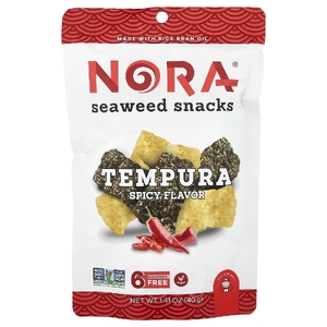 Nora Snacks, снеки с морскими водорослями, темпура, пряные, 40 г (1,41 унции)
