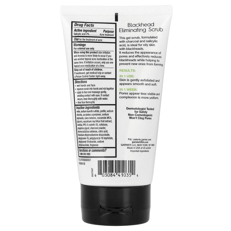Garnier, SkinActive, скраб для устранения угрей с древесным углем, 150 мл (5 жидк. унц.)