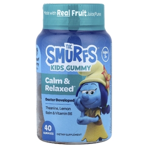 The Smurfs, Жевательные таблетки для детей, для успокоения и расслабления, для детей от 3 лет, ягодный смурф, 40 жевательных таблеток
