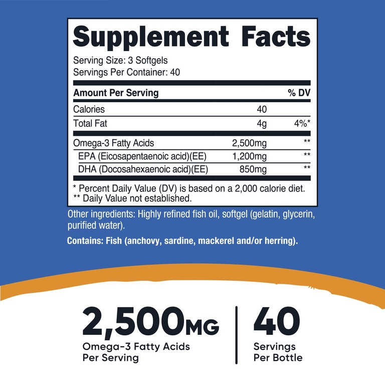 Nutricost, омега-3, 120 капсул