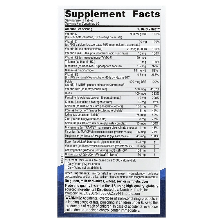 Nordic Naturals, Мультивитамины для женщин, 1 раз в день, 30 таблеток