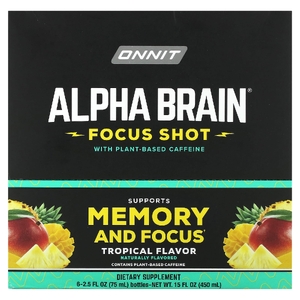 Onnit, Alpha BRAIN® Focus Shot, тропические фрукты, 6 флаконов по 75 мл (2,5 жидк. унции)