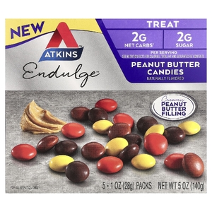 Atkins, Endulge, конфеты с арахисовой пастой, 5 батончиков по 28 г (1 унция)