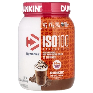 Dymatize, ISO100®, гидролизованный 100% изолят сывороточного протеина, Dunkin', мокко латте, 660 г (1,45 фунта)