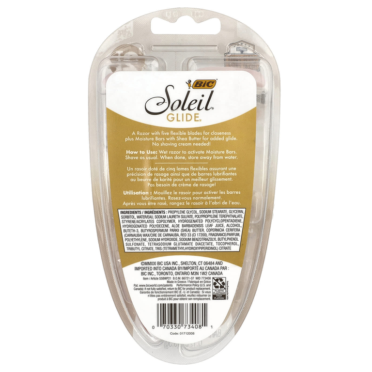 BIC, Soleil Glide, одноразовые бритвенные станки, 2 шт.